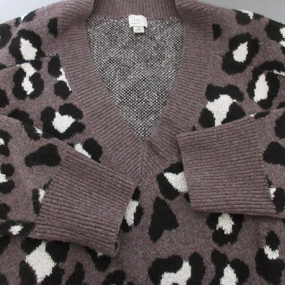 A New Day Sweater Plus Size 3X Purple Leopard Print V-Neck Knit Top Long Sleeves - Picture 10 of 10